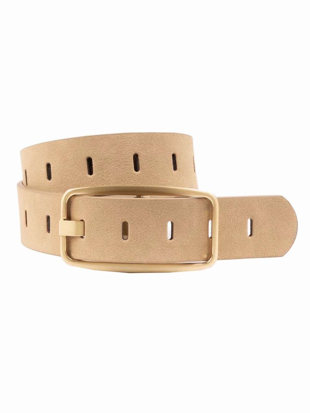 Slotted Perforated Belt with Gold Buckle
